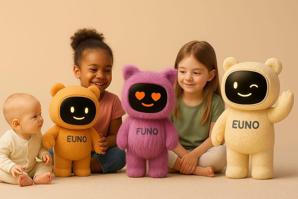 Enfants qui s'amusent avec le robot Euno